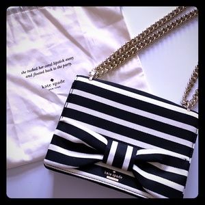 Kate Spade Black and White Striped Bow Bag